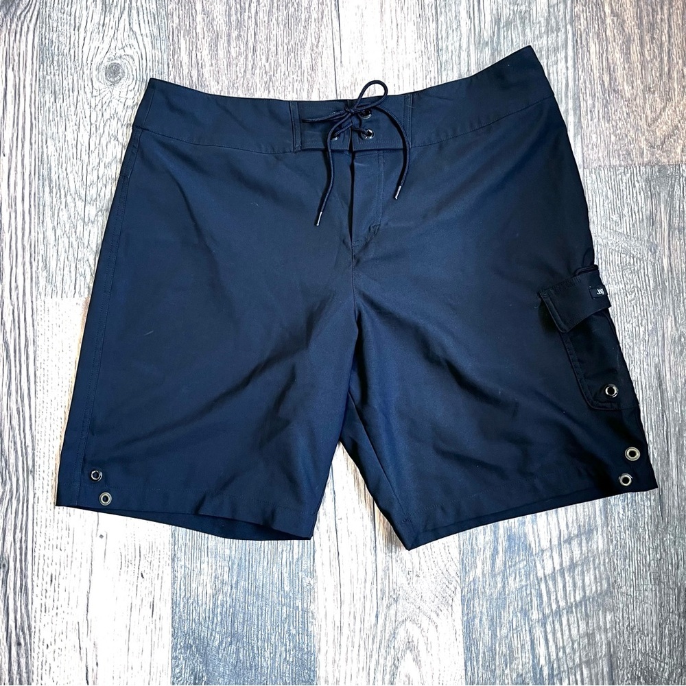 Jag | Black Lace Up 9” Cargo Board Shorts, Large